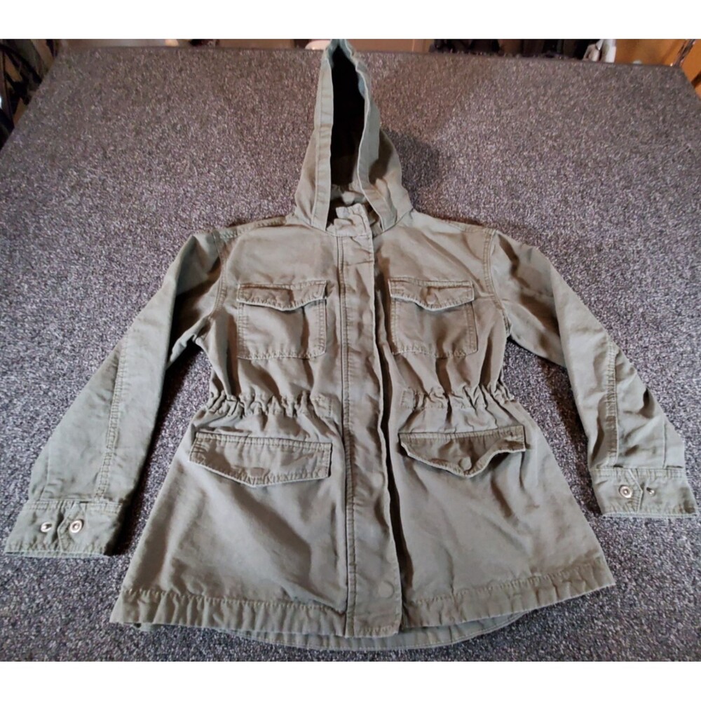 Universal Thread Chore Jacket Women Medium Green Military 4-Pockets Hooded